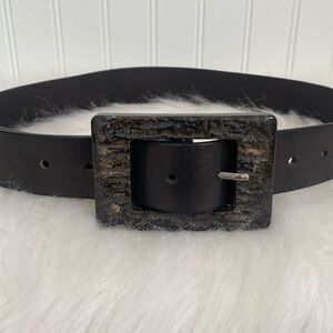 Pre-owned genuine leather black belt